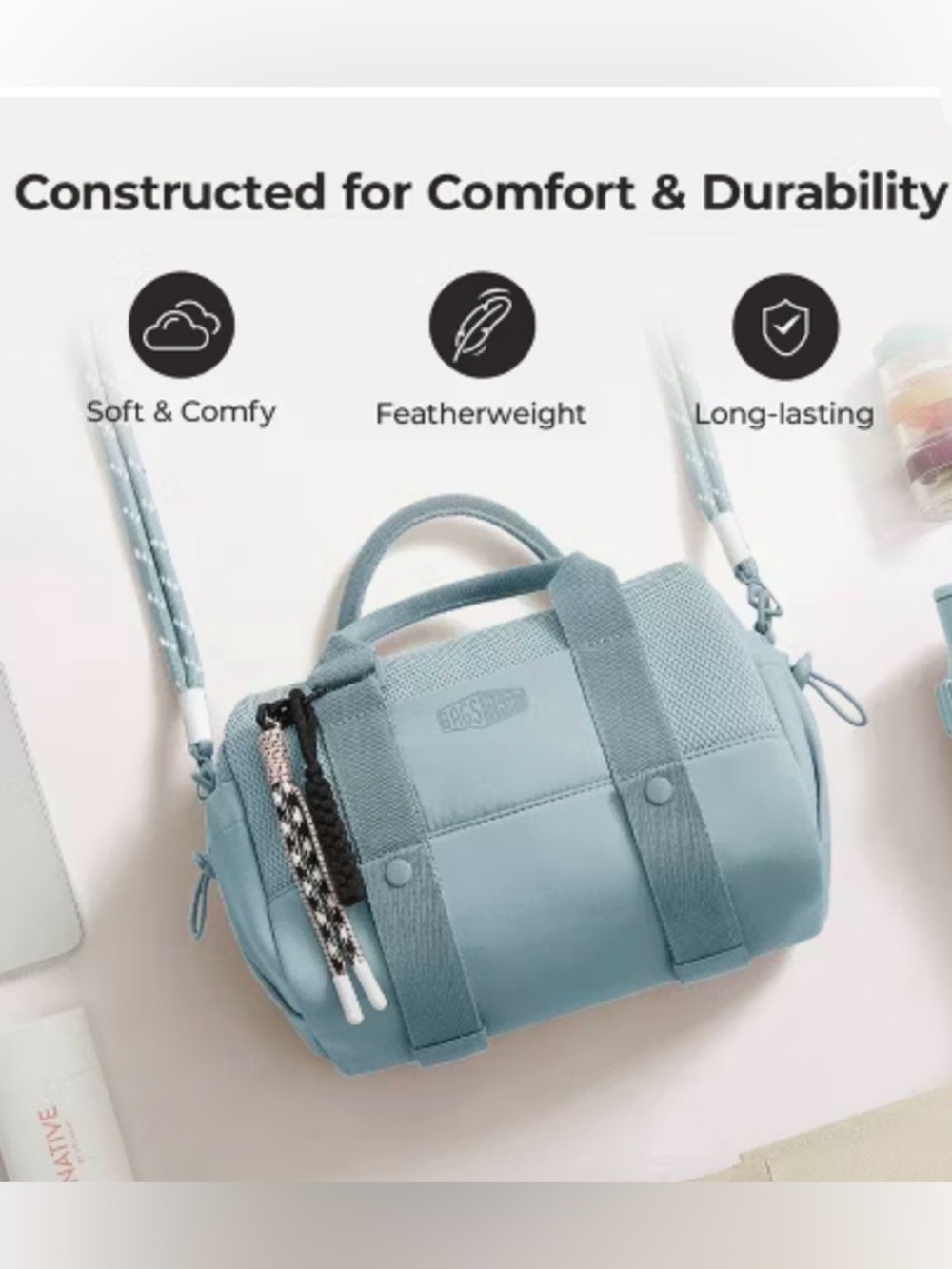 BAGSMART Mini Duffle Bag - Light Blue - Picture 2 of 14